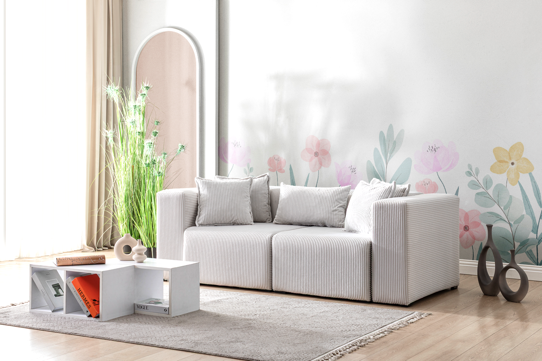 Modern Cloud Sectional Couches for Living Room, Orange Modular Sofa with Ottoman, No Assembly Needed, L Shaped Sectional Couch, Boneless Chaise Lounge