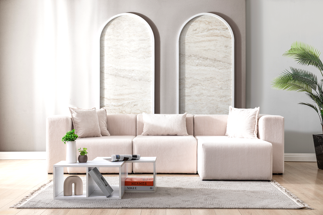 Modern Cloud Sectional Couches for Living Room, Orange Modular Sofa with Ottoman, No Assembly Needed, L Shaped Sectional Couch, Boneless Chaise Lounge
