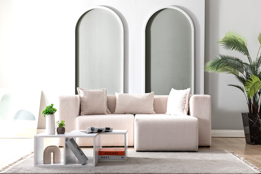 Modern Cloud Sectional Couches for Living Room, Orange Modular Sofa with Ottoman, No Assembly Needed, L Shaped Sectional Couch, Boneless Chaise Lounge