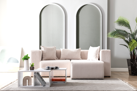 Modern Cloud Sectional Couches for Living Room, Orange Modular Sofa with Ottoman, No Assembly Needed, L Shaped Sectional Couch, Boneless Chaise Lounge