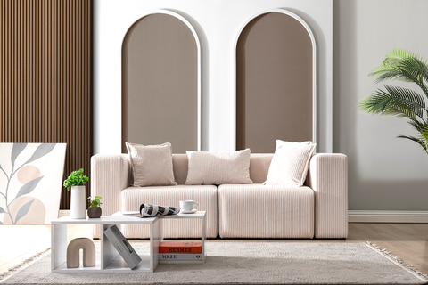 Modern Cloud Sectional Couches for Living Room, Orange Modular Sofa with Ottoman, No Assembly Needed, L Shaped Sectional Couch, Boneless Chaise Lounge