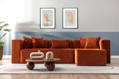 Modern Cloud Sectional Couches for Living Room, Orange Modular Sofa with Ottoman, No Assembly Needed, L Shaped Sectional Couch, Boneless Chaise Lounge