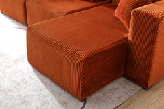 Modern Cloud Sectional Couches for Living Room, Orange Modular Sofa with Ottoman, No Assembly Needed, L Shaped Sectional Couch, Boneless Chaise Lounge