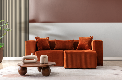 Modern Cloud Sectional Couches for Living Room, Orange Modular Sofa with Ottoman, No Assembly Needed, L Shaped Sectional Couch, Boneless Chaise Lounge