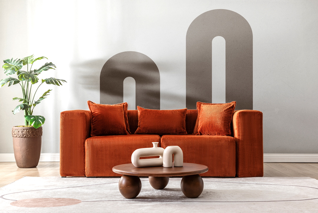 Modern Cloud Sectional Couches for Living Room, Orange Modular Sofa with Ottoman, No Assembly Needed, L Shaped Sectional Couch, Boneless Chaise Lounge