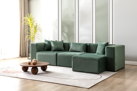 Modern Cloud Sectional Couches for Living Room, Orange Modular Sofa with Ottoman, No Assembly Needed, L Shaped Sectional Couch, Boneless Chaise Lounge