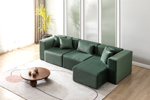 Modern Cloud Sectional Couches for Living Room, Orange Modular Sofa with Ottoman, No Assembly Needed, L Shaped Sectional Couch, Boneless Chaise Lounge