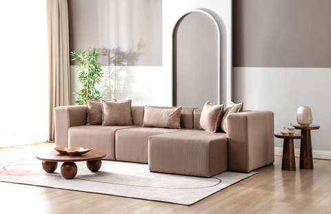Modern Cloud Sectional Couches for Living Room, Orange Modular Sofa with Ottoman, No Assembly Needed, L Shaped Sectional Couch, Boneless Chaise Lounge