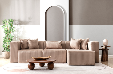 Modern Cloud Sectional Couches for Living Room, Orange Modular Sofa with Ottoman, No Assembly Needed, L Shaped Sectional Couch, Boneless Chaise Lounge