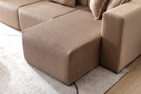 Modern Cloud Sectional Couches for Living Room, Orange Modular Sofa with Ottoman, No Assembly Needed, L Shaped Sectional Couch, Boneless Chaise Lounge