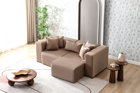 Modern Cloud Sectional Couches for Living Room, Orange Modular Sofa with Ottoman, No Assembly Needed, L Shaped Sectional Couch, Boneless Chaise Lounge