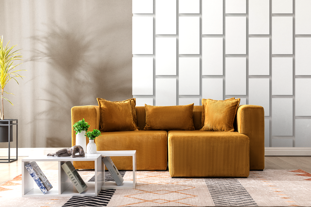 Modern Cloud Sectional Couches for Living Room, Orange Modular Sofa with Ottoman, No Assembly Needed, L Shaped Sectional Couch, Boneless Chaise Lounge