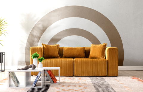 Modern Cloud Sectional Couches for Living Room, Orange Modular Sofa with Ottoman, No Assembly Needed, L Shaped Sectional Couch, Boneless Chaise Lounge