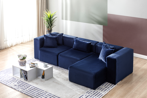 Modern Cloud Sectional Couches for Living Room, Orange Modular Sofa with Ottoman, No Assembly Needed, L Shaped Sectional Couch, Boneless Chaise Lounge