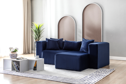 Modern Cloud Sectional Couches for Living Room, Orange Modular Sofa with Ottoman, No Assembly Needed, L Shaped Sectional Couch, Boneless Chaise Lounge