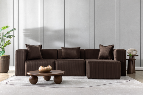 Modern Cloud Sectional Couches for Living Room, Orange Modular Sofa with Ottoman, No Assembly Needed, L Shaped Sectional Couch, Boneless Chaise Lounge