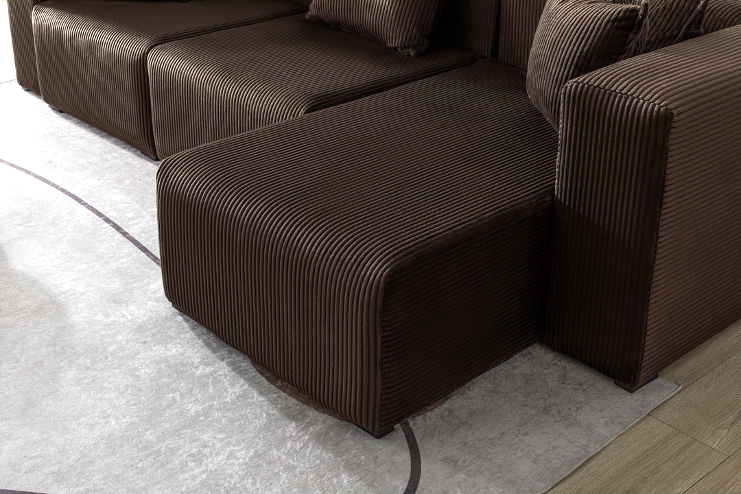 Modern Cloud Sectional Couches for Living Room, Orange Modular Sofa with Ottoman, No Assembly Needed, L Shaped Sectional Couch, Boneless Chaise Lounge