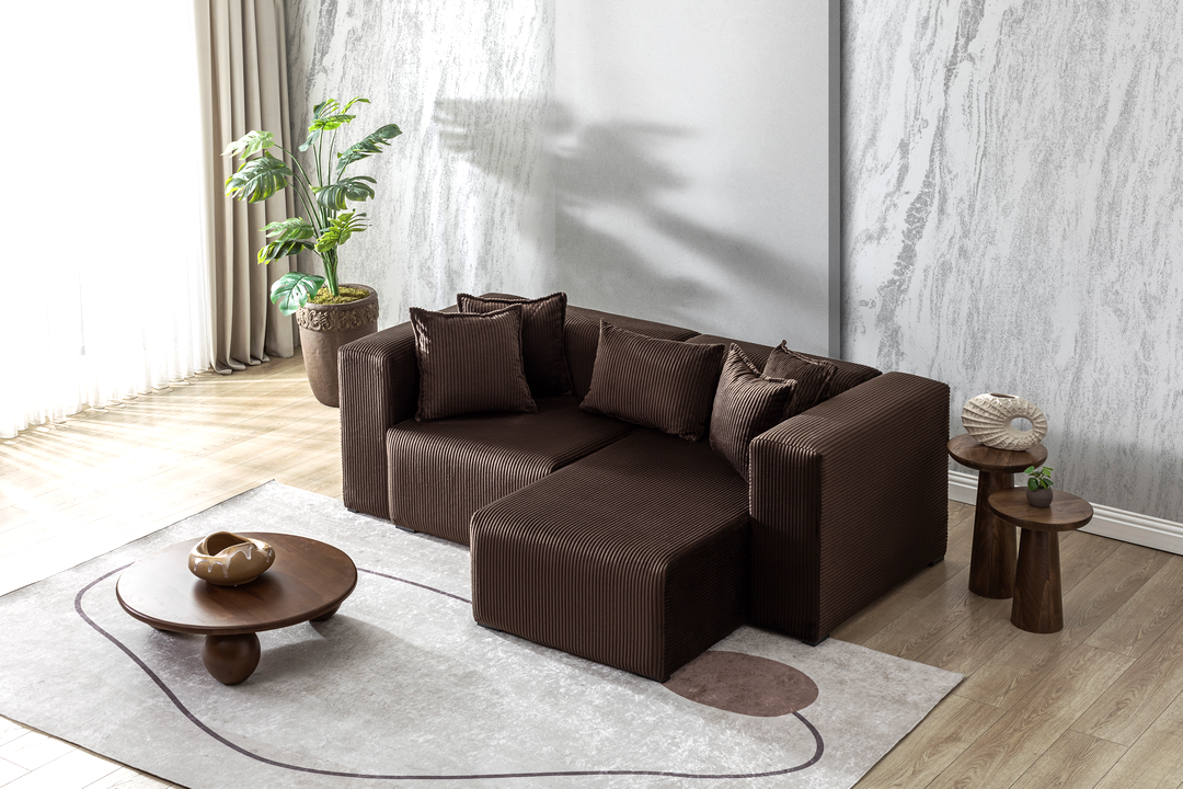Modern Cloud Sectional Couches for Living Room, Orange Modular Sofa with Ottoman, No Assembly Needed, L Shaped Sectional Couch, Boneless Chaise Lounge