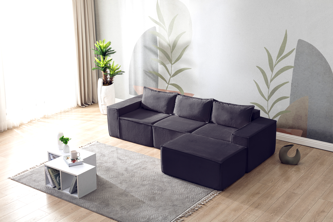 L Shaped Livingroom sofa, Sectional couch, Comfy Chaise Couch, Modern Modular Sofas, Minimalist Couch, Floor couch, Cozy sofa with ottoman