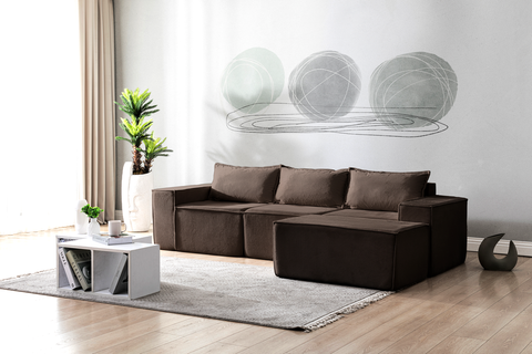 L Shaped Livingroom sofa, Sectional couch, Comfy Chaise Couch, Modern Modular Sofas, Minimalist Couch, Floor couch, Cozy sofa with ottoman