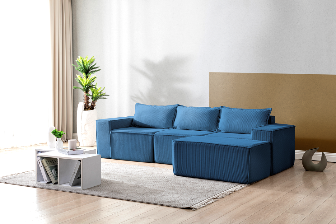 L Shaped Livingroom sofa, Sectional couch, Comfy Chaise Couch, Modern Modular Sofas, Minimalist Couch, Floor couch, Cozy sofa with ottoman