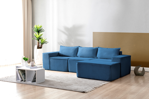 L Shaped Livingroom sofa, Sectional couch, Comfy Chaise Couch, Modern Modular Sofas, Minimalist Couch, Floor couch, Cozy sofa with ottoman