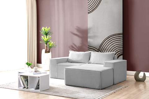 L Shaped Livingroom sofa, Sectional couch, Comfy Chaise Couch, Modern Modular Sofas, Minimalist Couch, Floor couch, Cozy sofa with ottoman