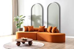 Curved Modular Sofa with Throw Pillows, Boucle Fabric Upholstered Cloud Couch, Modern Half Moon Sofa, Corner Sectional Couch with Chaise
