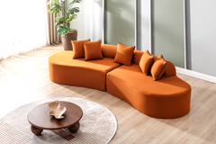 Curved Modular Sofa with Throw Pillows, Boucle Fabric Upholstered Cloud Couch, Modern Half Moon Sofa, Corner Sectional Couch with Chaise