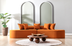 Curved Modular Sofa with Throw Pillows, Boucle Fabric Upholstered Cloud Couch, Modern Half Moon Sofa, Corner Sectional Couch with Chaise