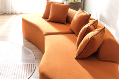 Curved Modular Sofa with Throw Pillows, Boucle Fabric Upholstered Cloud Couch, Modern Half Moon Sofa, Corner Sectional Couch with Chaise