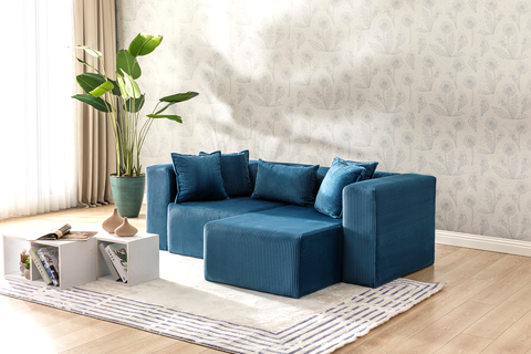 Modern Cloud Sectional Couches for Living Room, Orange Modular Sofa with Ottoman, No Assembly Needed, L Shaped Sectional Couch, Boneless Chaise Lounge