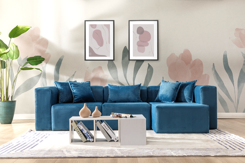 Modern Cloud Sectional Couches for Living Room, Orange Modular Sofa with Ottoman, No Assembly Needed, L Shaped Sectional Couch, Boneless Chaise Lounge