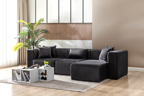 Modern Cloud Sectional Couches for Living Room, Orange Modular Sofa with Ottoman, No Assembly Needed, L Shaped Sectional Couch, Boneless Chaise Lounge