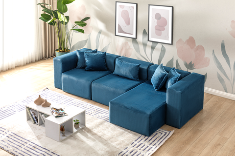 Modern Cloud Sectional Couches for Living Room, Orange Modular Sofa with Ottoman, No Assembly Needed, L Shaped Sectional Couch, Boneless Chaise Lounge