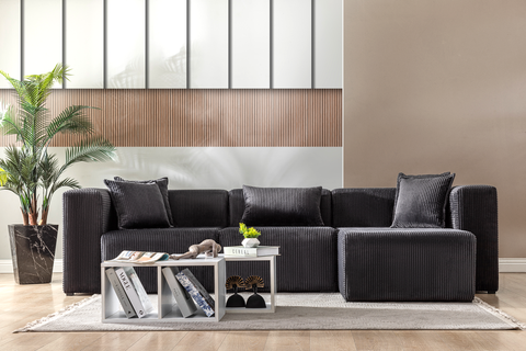 Modern Cloud Sectional Couches for Living Room, Orange Modular Sofa with Ottoman, No Assembly Needed, L Shaped Sectional Couch, Boneless Chaise Lounge