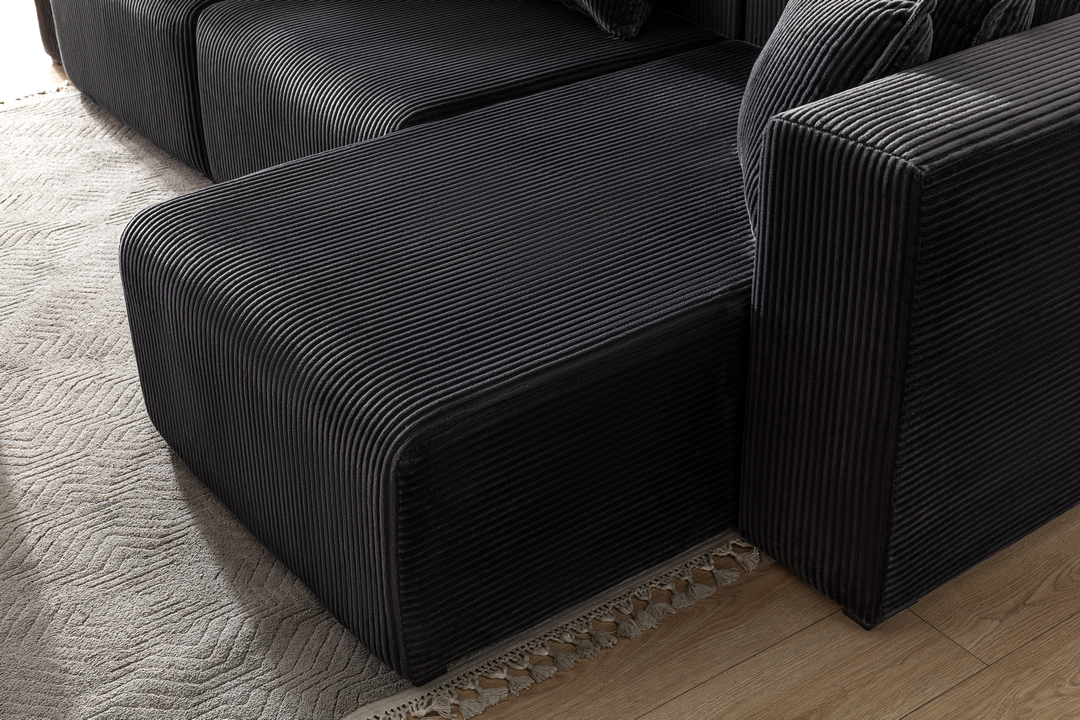 Modern Cloud Sectional Couches for Living Room, Orange Modular Sofa with Ottoman, No Assembly Needed, L Shaped Sectional Couch, Boneless Chaise Lounge