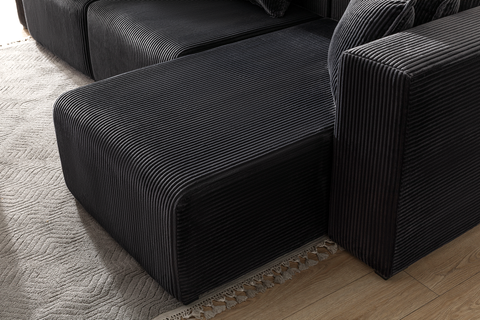 Modern Cloud Sectional Couches for Living Room, Orange Modular Sofa with Ottoman, No Assembly Needed, L Shaped Sectional Couch, Boneless Chaise Lounge