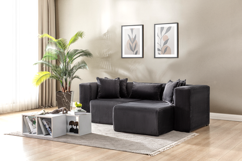 Modern Cloud Sectional Couches for Living Room, Orange Modular Sofa with Ottoman, No Assembly Needed, L Shaped Sectional Couch, Boneless Chaise Lounge