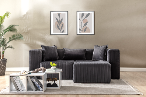 Modern Cloud Sectional Couches for Living Room, Orange Modular Sofa with Ottoman, No Assembly Needed, L Shaped Sectional Couch, Boneless Chaise Lounge