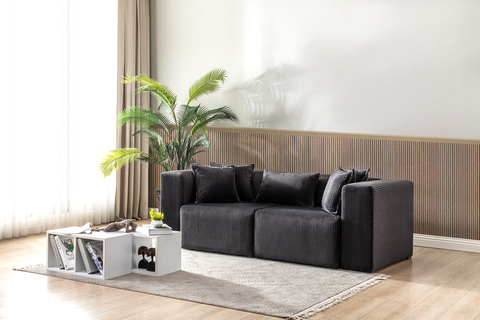 Modern Cloud Sectional Couches for Living Room, Orange Modular Sofa with Ottoman, No Assembly Needed, L Shaped Sectional Couch, Boneless Chaise Lounge