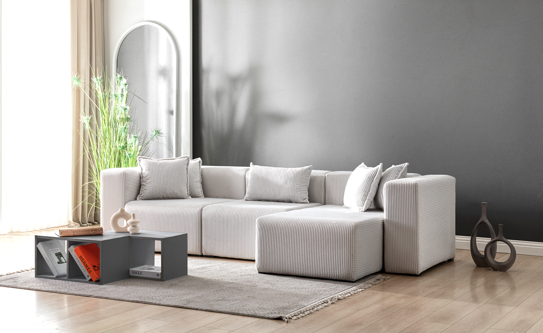 Modern Cloud Sectional Couches for Living Room, Orange Modular Sofa with Ottoman, No Assembly Needed, L Shaped Sectional Couch, Boneless Chaise Lounge