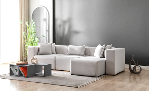 Modern Cloud Sectional Couches for Living Room, Orange Modular Sofa with Ottoman, No Assembly Needed, L Shaped Sectional Couch, Boneless Chaise Lounge