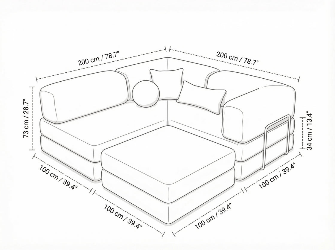 Canyon Sofa Gray dimension diagram 1 of 3