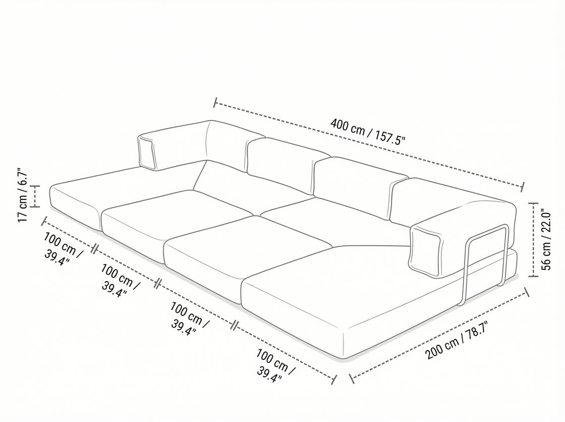 Canyon Sofa Gray dimension diagram 3 of 3