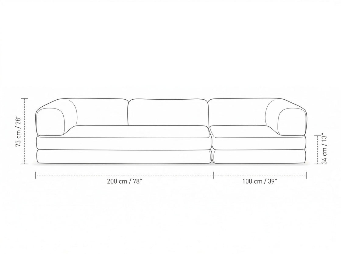 Poufudic Lungo Sofa dimension diagram 1 of 1