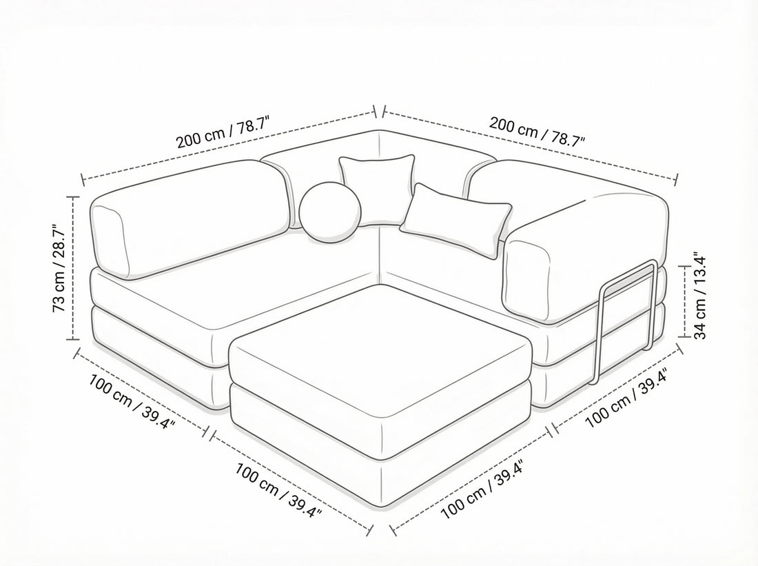 Canyon Sofa Brick — dimensions 1