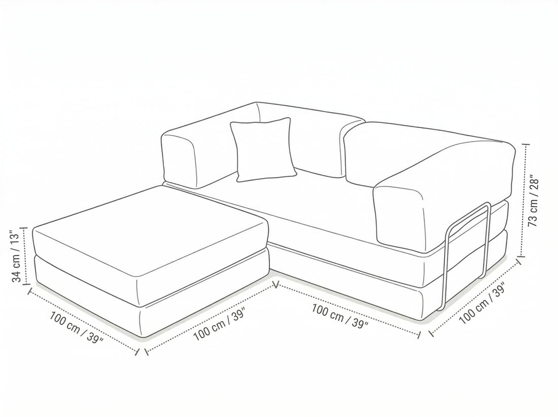 Anthracite Poufudic Sofa — dimensions 2
